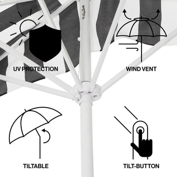 Beverly 9 ft. Designer Classic Scalloped Fringe Half Market Patio Umbrella